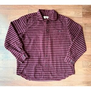 Territory‎ Ahead Mens Long Sleeve Shirt Checkered Textured Velvet Velour XL EUC
